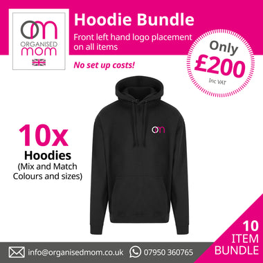 10 x Pro Rtx Pullover Hoodies - Customised with your company logo - Includes left hand front embroidery