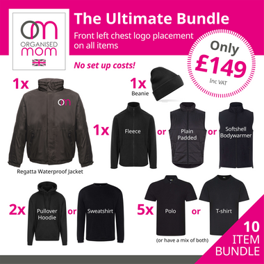 The Ultimate Bundle - 10 Items - Regatta Coat - Pro RTX Clothing - Customised with your company logo - Includes left hand front embroidery